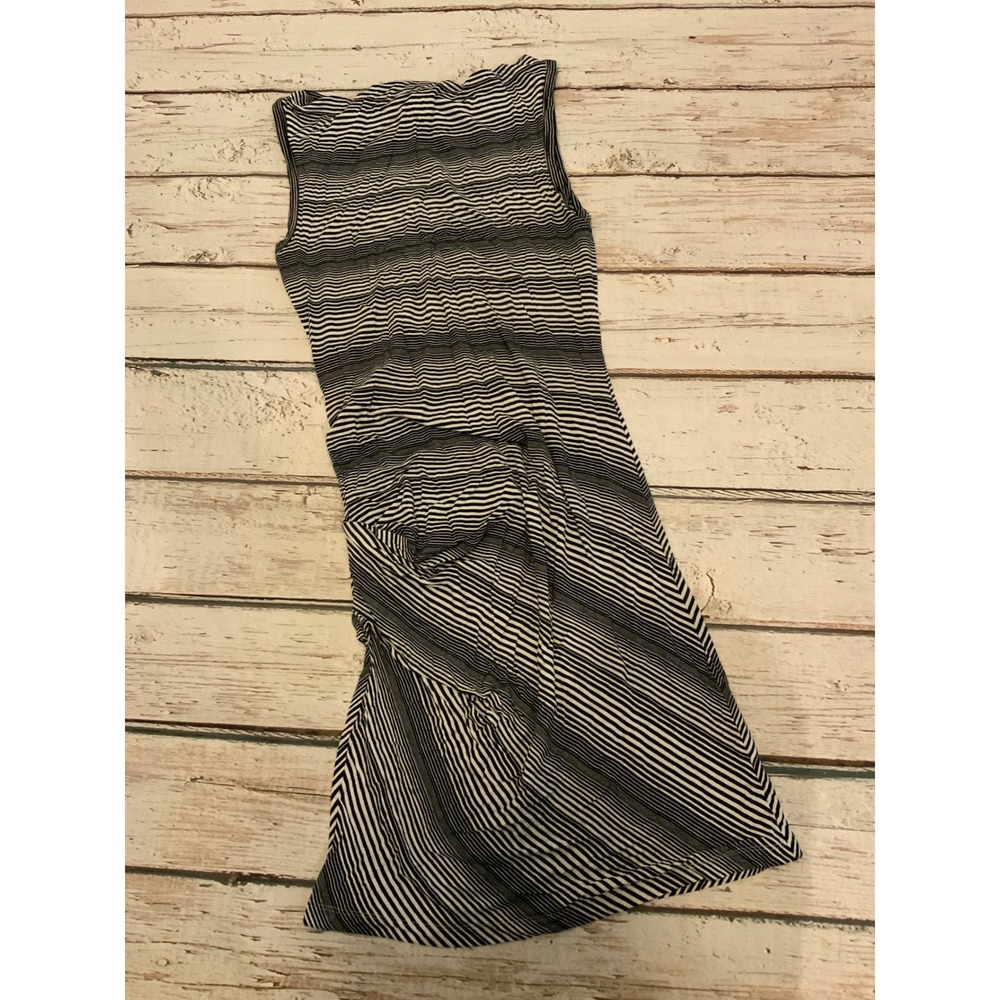 Mossimo Black White Striped Sleeveless Ruched Mini Dress Small Crew Neck